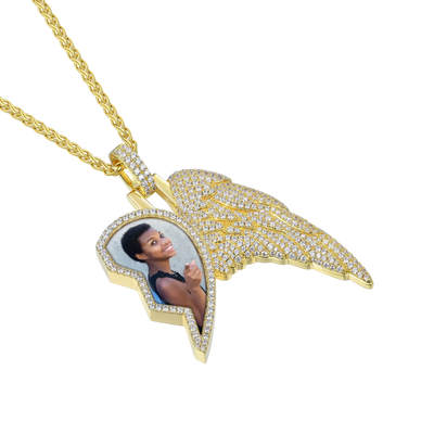 Custom Split Heart Pendant with Right Wing