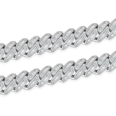 Halo Baguette Cut Cuban Link Chain