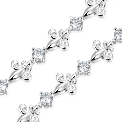Fleur de lis Adjustable Cuban Bracelet - 4mm [Ship To The US Only]