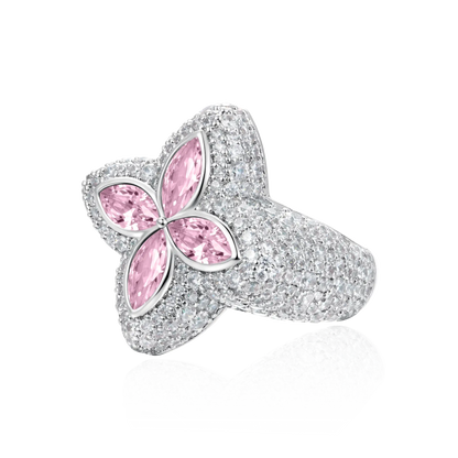 Moissanite Luminous Clover Ring - Pink Diamond