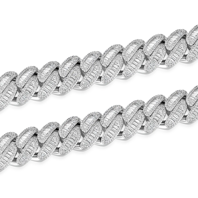 Halo Baguette Cut Cuban Link Chain
