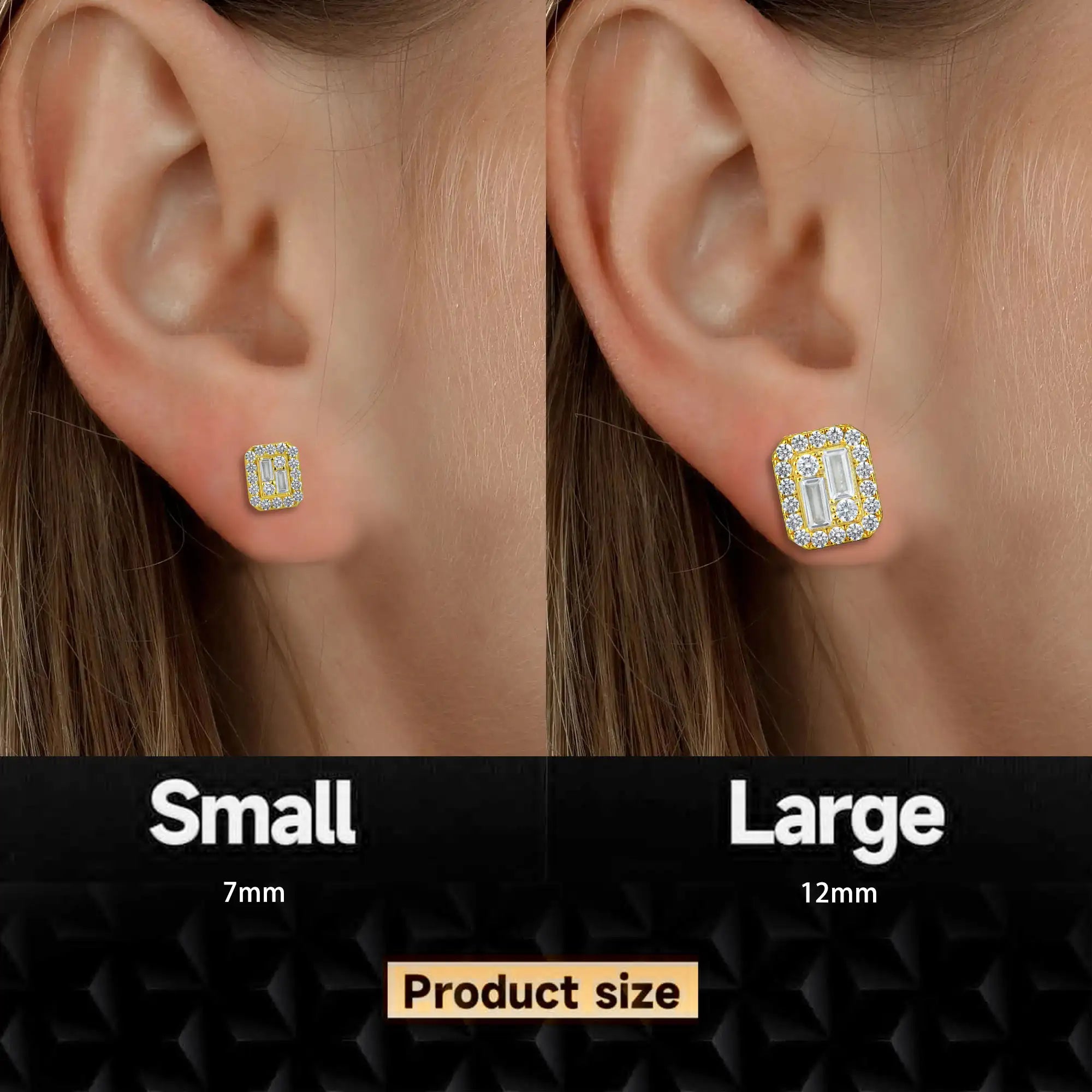 Women's Emerald Cut Mix Halo Stud Earrings - Pair