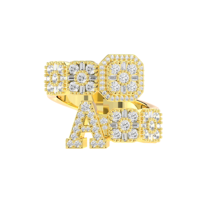Custom Baguette Cut Mix Letter Ring