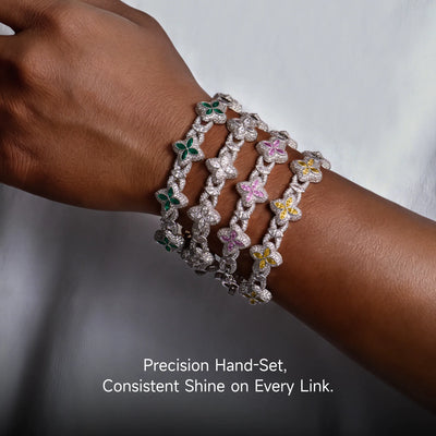 Iced Luminous Clover Bracelet - Pink Diamond