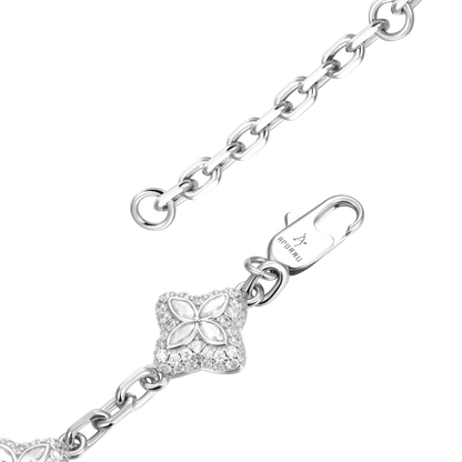 Iced Luminous Clover Adjustable Bracelet - White Diamond