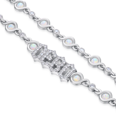 Gothic Font Opal Custom Necklace - 5mm