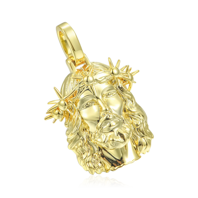 Jesus Piece Plain Gold Pendant - Micro