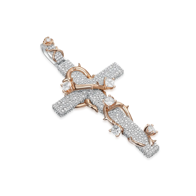 Pave Set Thorned Cross Pendant & Chain Trinity Set