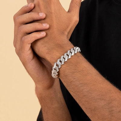 Emerald Cut Prong Cuban Link Bracelet - 12mm