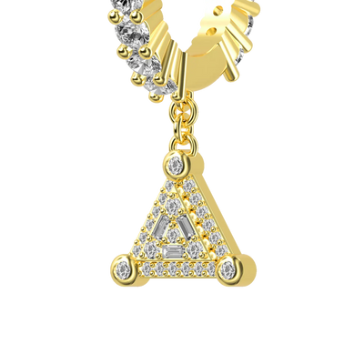 S925 Triangle Baguette Mix Halo Dangly Earrings - Pair