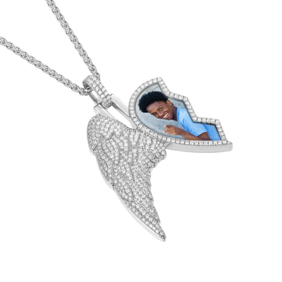 Custom Split Heart Pendant with Left Wing