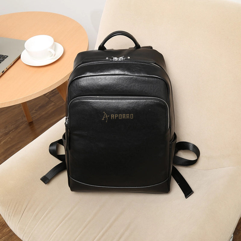 leather Backpack with Padded Shoulder Straps perfect for daily work - APORRO