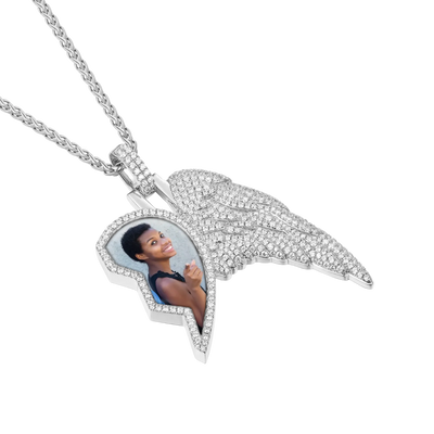Custom Split Heart Pendant with Right Wing