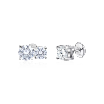 Moissanite S925 Toi et Moi & Round Cut Stud Earring Set