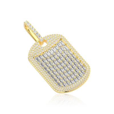 Custom Iced Out Baguette Cut Dog Tag Pendant