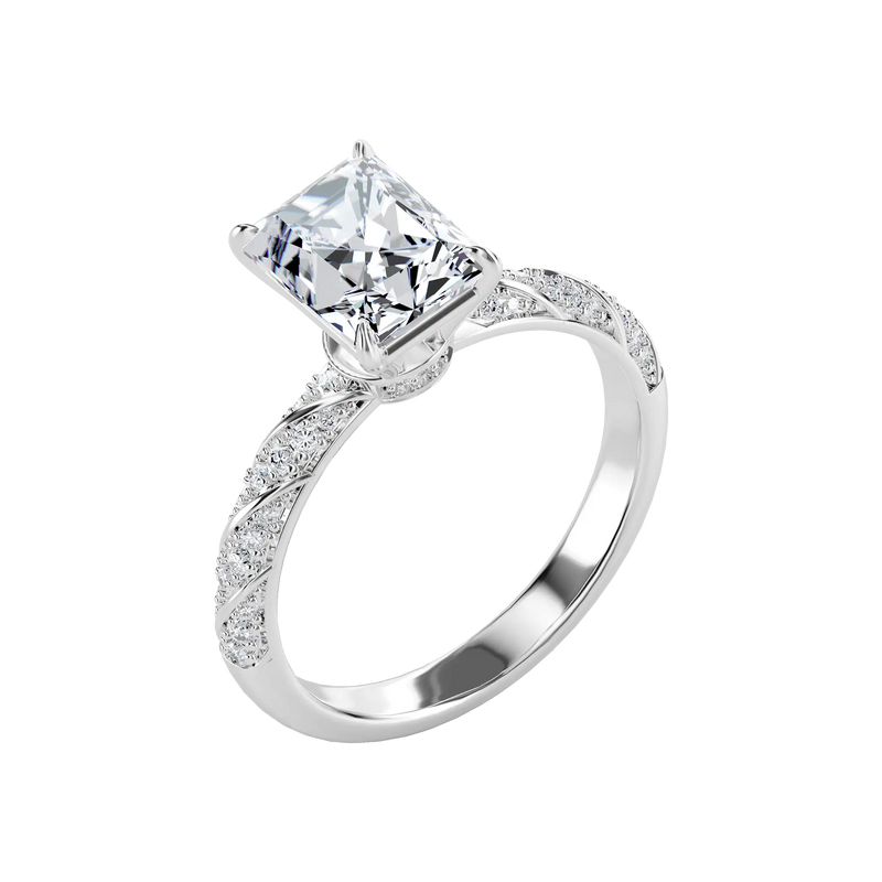 Emerald Cut Diamond Rope Engagement Ring - APORRO