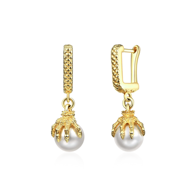S925 WONG Dragon Claw Pearl Dangly Earring