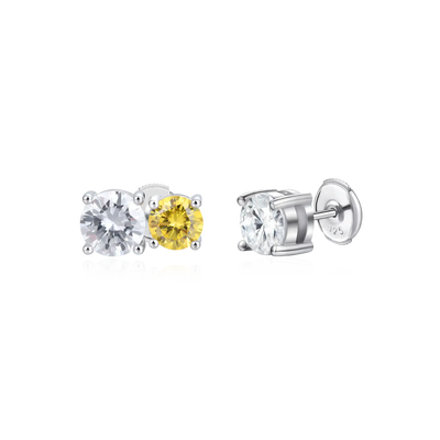 Moissanite S925 Toi et Moi & Round Cut Stud Earring Set
