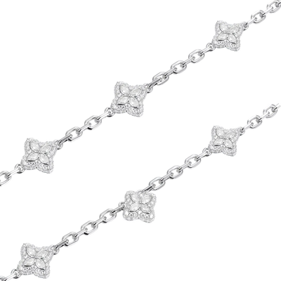 Iced Luminous Clover Adjustable Necklace - White Diamond