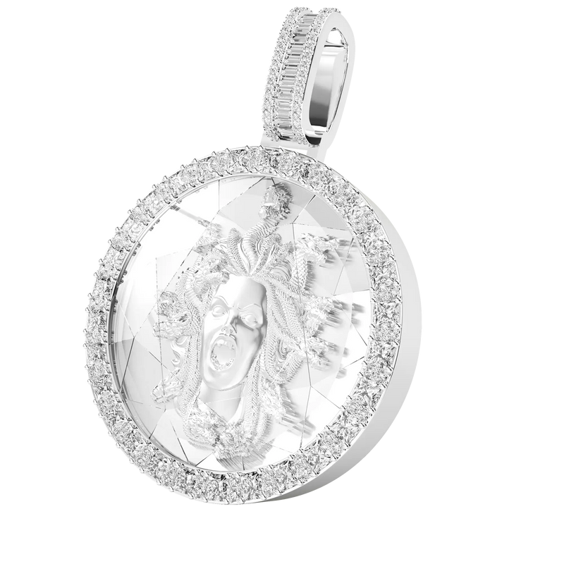 White Gold Moissanite Enamel Custom Pendant - APORRO Hip Hop Jewelry - APORRO