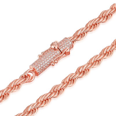 Rope Chain With Iced Clasp - 6mm