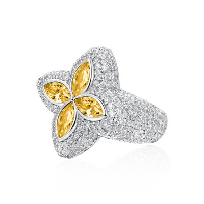 Moissanite Luminous Clover Ring - Yellow Diamond