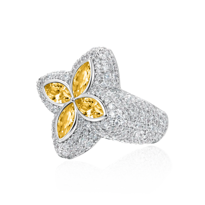 Moissanite Luminous Clover Ring - Yellow Diamond