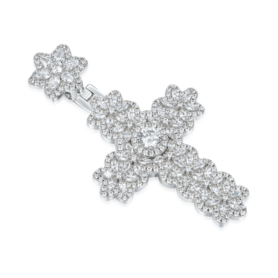 Marquise Flower Cross Pendant