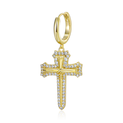 S925 Nail Cross Dangly Earring