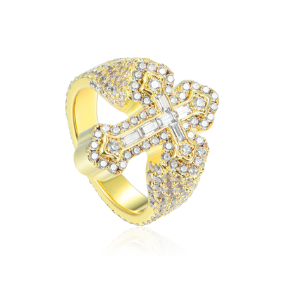 Moissanite Baguette Cross Ring