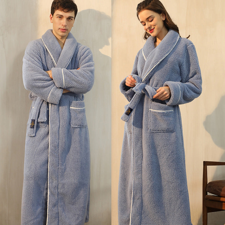 Comfortable and Absorbent Bath robes with Pocket and Belt for Men/Wome - APORRO