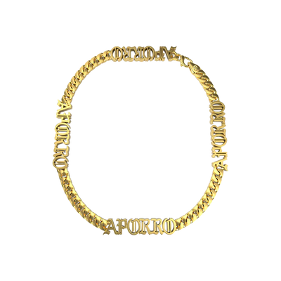 Custom 14K Gold Old English Letter/Number Miami Cuban Chain