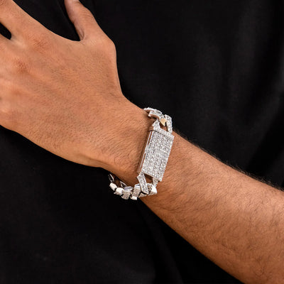 Emerald Cut Prong Cuban Link Bracelet  - 19mm
