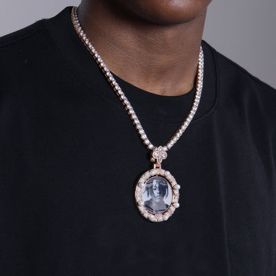 Custom Clover Pearl Reversible Photo Pendant