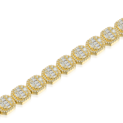 Moissanite Baguette Clustered Tennis Bracelet - 8mm