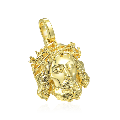 Jesus Piece Plain Gold Pendant - Micro