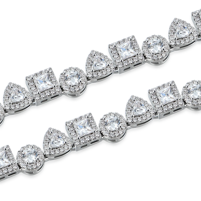 Princess Cut Mix Clustered Tennis Chain - 7mm