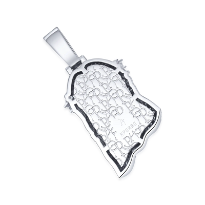 Moissanite White Gold Stellar Jesus Pendant - Medium