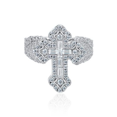 Moissanite Baguette Cross Ring