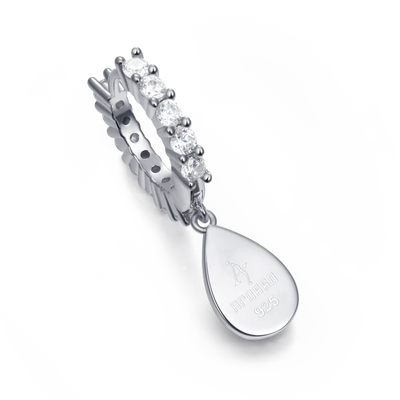 S925 Teardrop Baguette Mix Halo Dangly Earrings - Pair