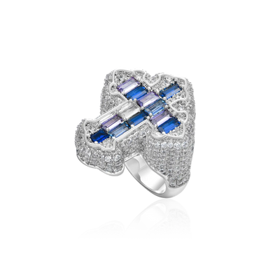 Iced Vitraux Vintage Starry Night Cross Ring