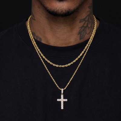 Solid Tennis Cross Pendant & Chain Trinity Set