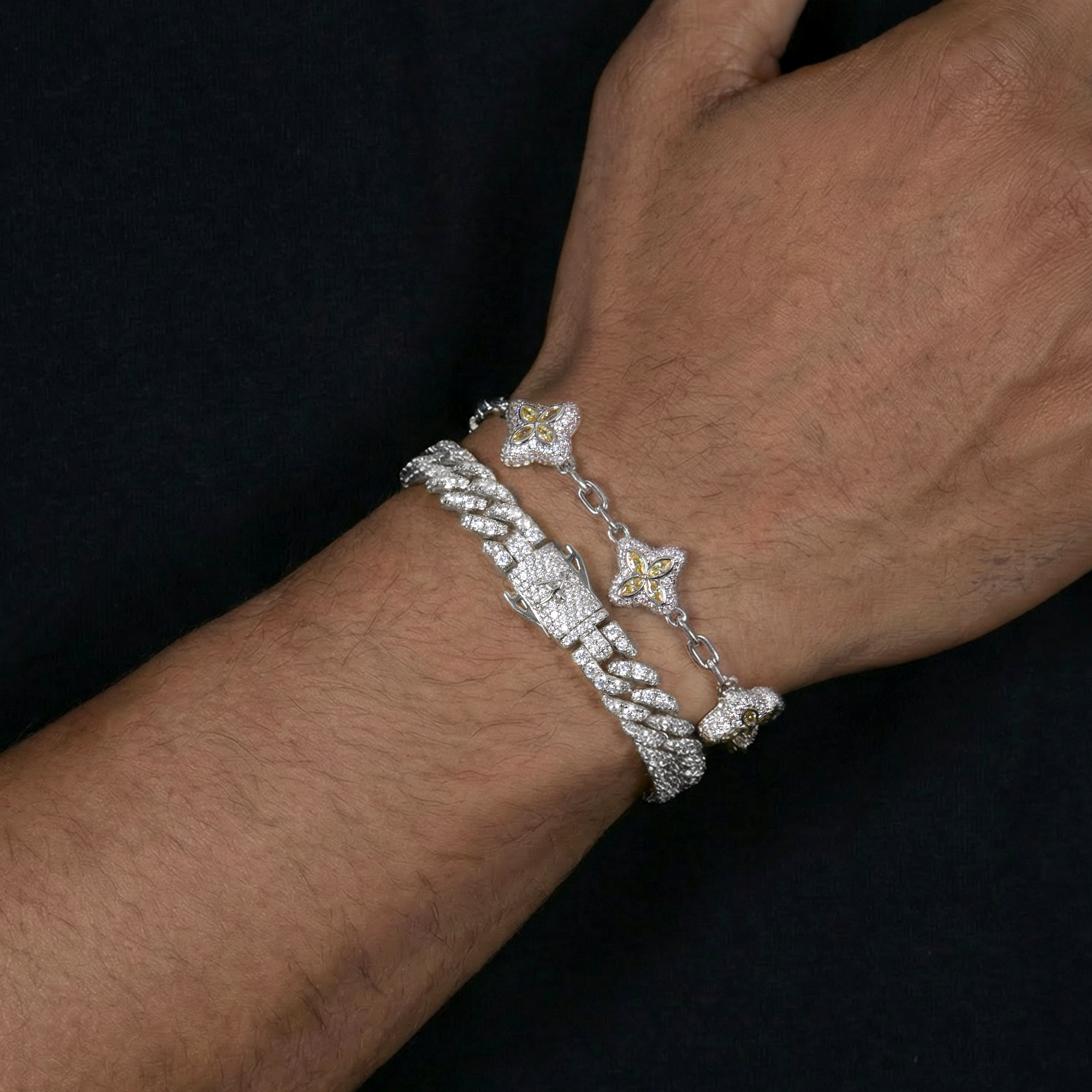 Cuban & Clover Bracelet Set