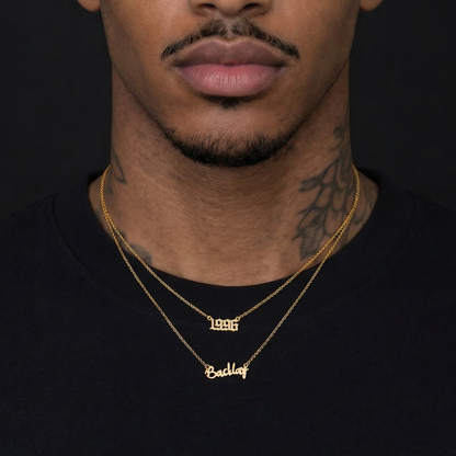 Custom Old English & Manta Name Necklace Set