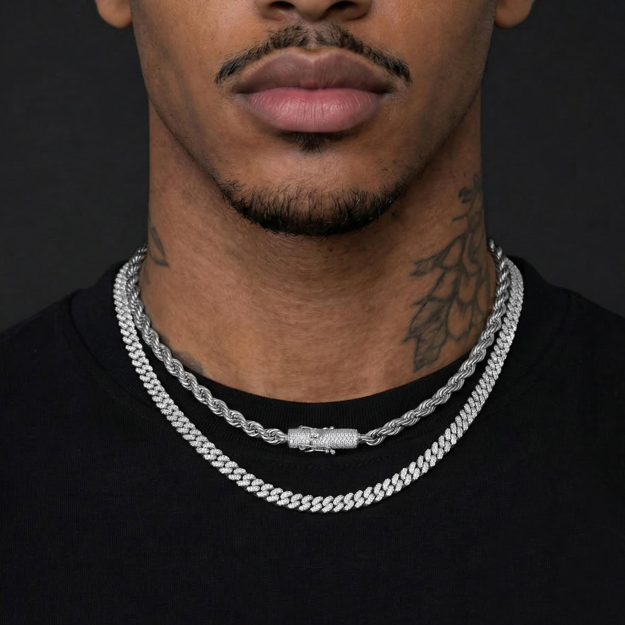 Layered Rope & Cuban Chain Set