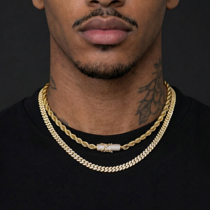 Layered Rope & Cuban Chain Set