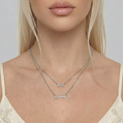 Custom Old English & Manta Name Necklace Set