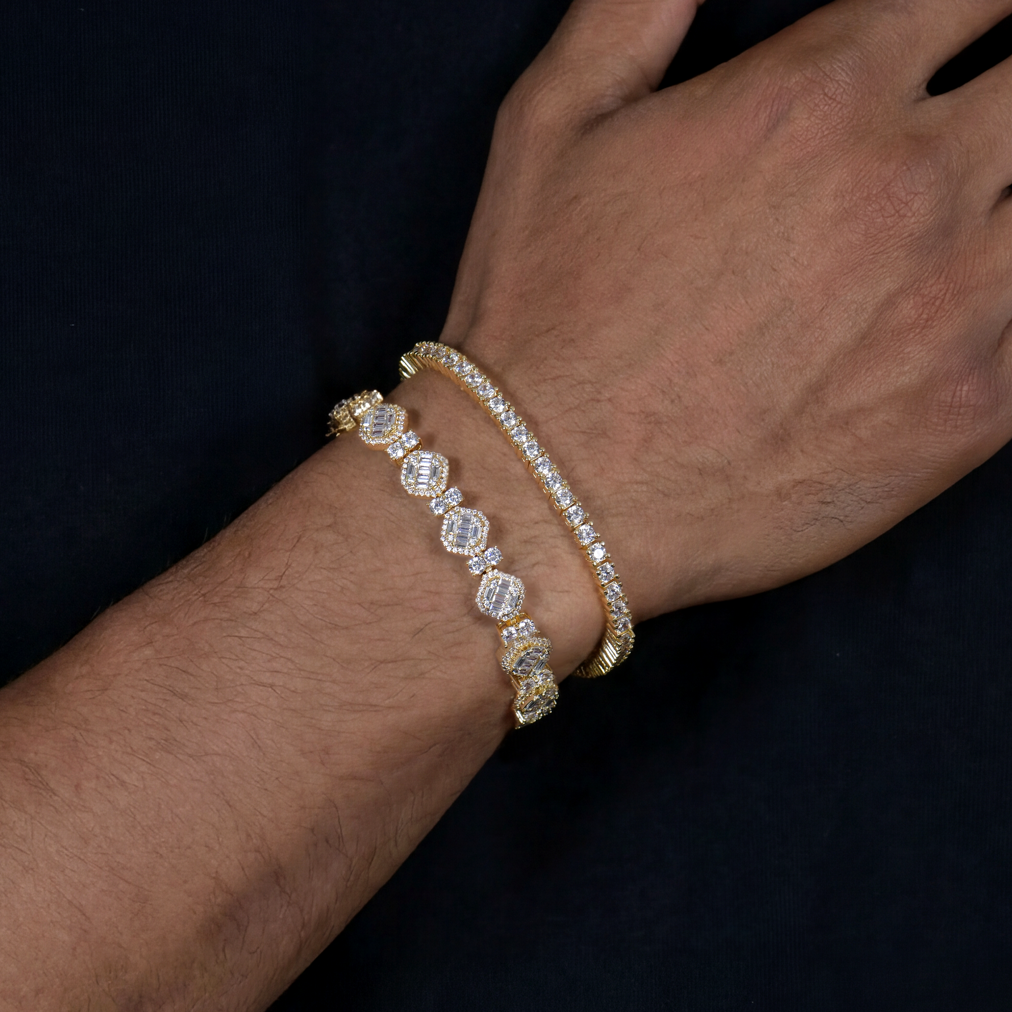 Octagon Mix & Iced Tennis Bracelet Set