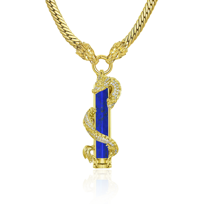 WONG Dragon Jade Pillar Cuban Chain & Pendant Set