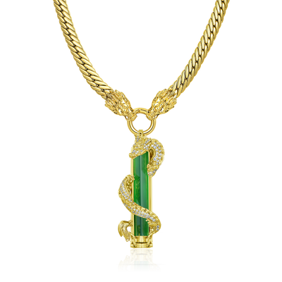 WONG Ⅱ Iced Out Jade Column Pendant
